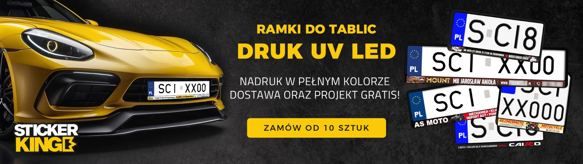 Ramki do tablic rejestracyjnych z nadrukiem UV LED dla firm